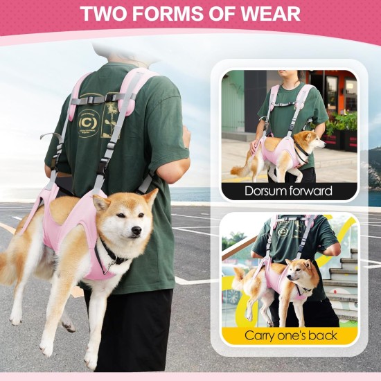 Dog Carrier Sling Portable Outdoor Backpack Emergency Backpack Pet Carrier for Elderly Dogs, Joint Injuries, Arthritis, Stair Climbing and Descending, Paralysis, Pink, L Dog Carrier Sling Portable Outdoor Backpack Emergency Backpack Pet Carrier for Elderly Dogs, Joint Injuries, Arthritis, Stair Climbing and Descending, Paralysis, Pink, L