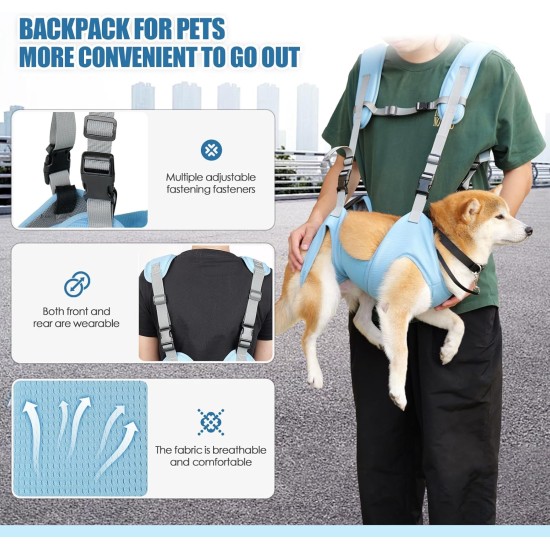 Dog Carrier Sling Portable Outdoor Backpack Emergency Backpack Pet Carrier for Elderly Dogs, Joint Injuries, Arthritis, Stair Climbing and Descending, Paralysis, Blue, L Dog Carrier Sling Portable Outdoor Backpack Emergency Backpack Pet Carrier for Elderly Dogs, Joint Injuries, Arthritis, Stair Climbing and Descending, Paralysis, Blue, L