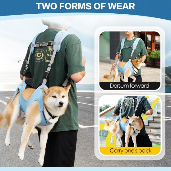 Dog Carrier Sling Portable Outdoor Backpack Emergency Backpack Pet Carrier for Elderly Dogs, Joint Injuries, Arthritis, Stair Climbing and Descending, Paralysis, Blue, L Dog Carrier Sling Portable Outdoor Backpack Emergency Backpack Pet Carrier for Elderly Dogs, Joint Injuries, Arthritis, Stair Climbing and Descending, Paralysis, Blue, L