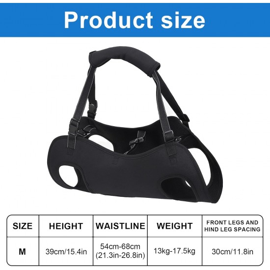 Dog Carrying Aid, Portable Dog Harness Stairs, Black Adjustable Carrying Aid Harness Lifting Harness for Hind Legs, Hip Support with Handles, Safety Support for Disabled, Injured Dogs Dog Carrying Aid, Portable Dog Harness Stairs, Black Adjustable Carrying Aid Harness Lifting Harness for Hind Legs, Hip Support with Handles, Safety Support for Disabled, Injured Dogs