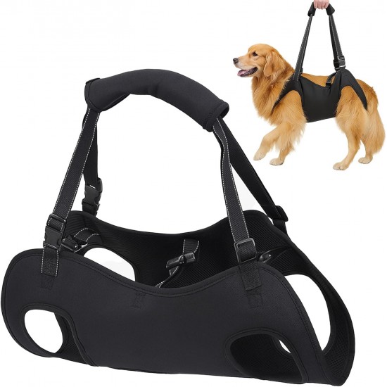 Dog Carrying Aid, Portable Dog Harness Stairs, Black Adjustable Carrying Aid Harness Lifting Harness for Hind Legs, Hip Support with Handles, Safety Support for Disabled, Injured Dogs Dog Carrying Aid, Portable Dog Harness Stairs, Black Adjustable Carrying Aid Harness Lifting Harness for Hind Legs, Hip Support with Handles, Safety Support for Disabled, Injured Dogs
