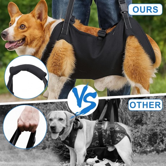 Dog Carrying Aid, Portable Dog Harness Stairs, Black Adjustable Carrying Aid Harness Lifting Harness for Hind Legs, Hip Support with Handles, Safety Support for Disabled, Injured Dogs Dog Carrying Aid, Portable Dog Harness Stairs, Black Adjustable Carrying Aid Harness Lifting Harness for Hind Legs, Hip Support with Handles, Safety Support for Disabled, Injured Dogs