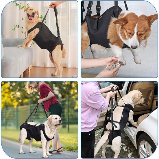 Dog Carrying Aid, Portable Dog Harness Stairs, Black Adjustable Carrying Aid Harness Lifting Harness for Hind Legs, Hip Support with Handles, Safety Support for Disabled, Injured Dogs Dog Carrying Aid, Portable Dog Harness Stairs, Black Adjustable Carrying Aid Harness Lifting Harness for Hind Legs, Hip Support with Handles, Safety Support for Disabled, Injured Dogs