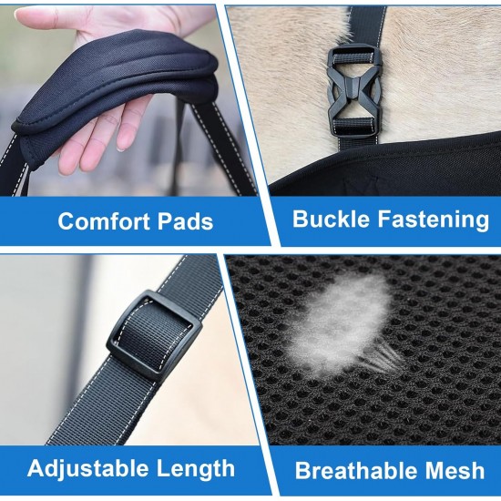 Dog Carrying Aid, Portable Dog Harness Stairs, Black Adjustable Carrying Aid Harness Lifting Harness for Hind Legs, Hip Support with Handles, Safety Support for Disabled, Injured Dogs Dog Carrying Aid, Portable Dog Harness Stairs, Black Adjustable Carrying Aid Harness Lifting Harness for Hind Legs, Hip Support with Handles, Safety Support for Disabled, Injured Dogs