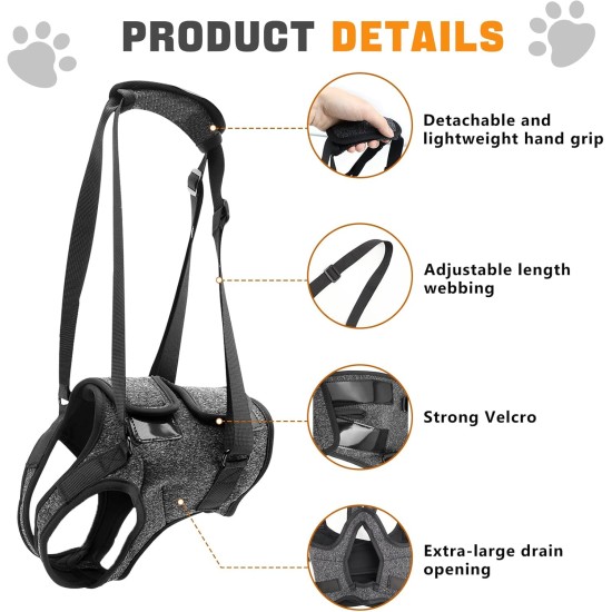 Dog Carrying Aid for Rear Legs, Carrying Harness Dog Sling with Handle, Lifting Harness for Dogs, Dog Lifting Harness for Disabled, Injured or Older Dogs (Black) Dog Carrying Aid for Rear Legs, Carrying Harness Dog Sling with Handle, Lifting Harness for Dogs, Dog Lifting Harness for Disabled, Injured or Older Dogs (Black)