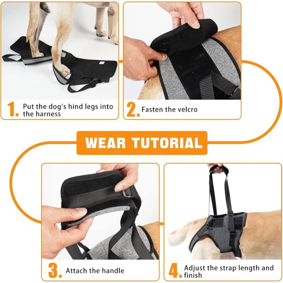 Dog Carrying Aid for Rear Legs, Carrying Harness Dog Sling with Handle, Lifting Harness for Dogs, Dog Lifting Harness for Disabled, Injured or Older Dogs (Black) Dog Carrying Aid for Rear Legs, Carrying Harness Dog Sling with Handle, Lifting Harness for Dogs, Dog Lifting Harness for Disabled, Injured or Older Dogs (Black)