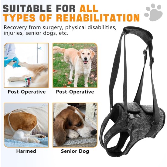 Dog Carrying Aid for Rear Legs, Carrying Harness Dog Sling with Handle, Lifting Harness for Dogs, Dog Lifting Harness for Disabled, Injured or Older Dogs (Black) Dog Carrying Aid for Rear Legs, Carrying Harness Dog Sling with Handle, Lifting Harness for Dogs, Dog Lifting Harness for Disabled, Injured or Older Dogs (Black)