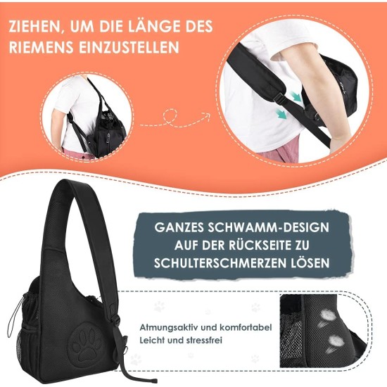 Dog Friendly Sling Dogs, Hands-Free Travel Bag for Small Pets with Adjustable Straps, Hardboard Base Safety Belt, for Dogs up to 2.8 kg, Widened Version, Grey Dog Friendly Sling Dogs, Hands-Free Travel Bag for Small Pets with Adjustable Straps, Hardboard Base Safety Belt, for Dogs up to 2.8 kg, Widened Version, Grey