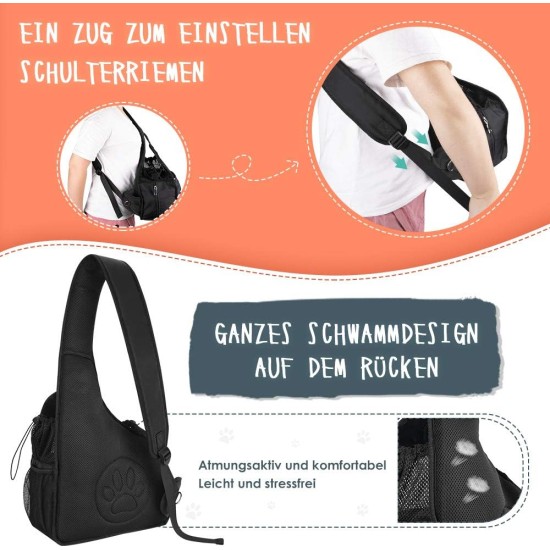 Dog Friendly Sling Dogs, Hands-Free Travel Bag for Small Pets with Adjustable Straps, Hardboard Base Safety Belt, for Dogs up to 2.8 kg, Widened Version, Grey Dog Friendly Sling Dogs, Hands-Free Travel Bag for Small Pets with Adjustable Straps, Hardboard Base Safety Belt, for Dogs up to 2.8 kg, Widened Version, Grey