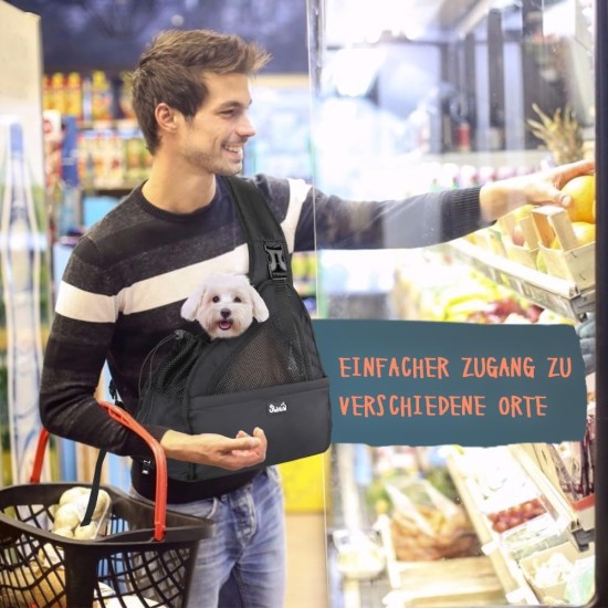 Dog Friendly Sling Dogs, Hands-Free Travel Bag for Small Pets with Adjustable Straps, Hardboard Base Safety Belt, for Dogs up to 2.8 kg, Widened Version, Grey Dog Friendly Sling Dogs, Hands-Free Travel Bag for Small Pets with Adjustable Straps, Hardboard Base Safety Belt, for Dogs up to 2.8 kg, Widened Version, Grey