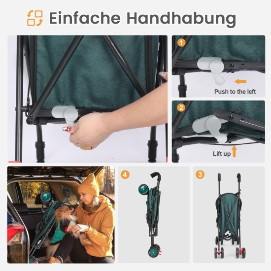 Dog Pram 2-in-1 Dog Buggy Up to 15 kg Small with Tel-Sized Dogs, Foldable Pet Travel Trolley with Drink Holder & Storage Basket, Large Capacity, Easy to Carry, Black Dog Pram 2-in-1 Dog Buggy Up to 15 kg Small with Tel-Sized Dogs, Foldable Pet Travel Trolley with Drink Holder & Storage Basket, Large Capacity, Easy to Carry, Black