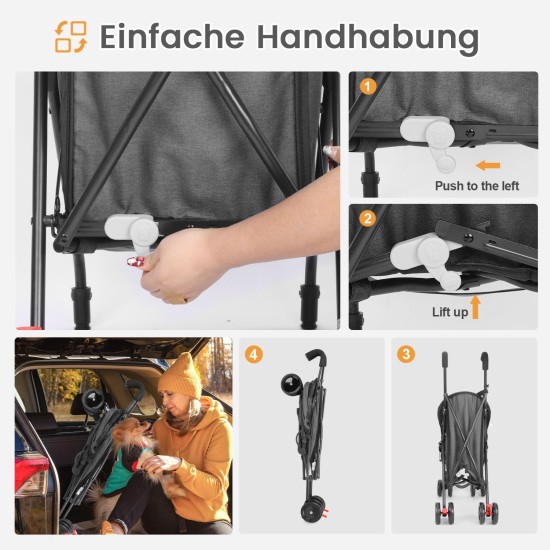 Dog Pram 2-in-1 Dog Buggy Up to 15 kg Small with Tel-Sized Dogs, Foldable Pet Travel Trolley with Drink Holder & Storage Basket, Large Capacity, Easy to Carry, Black Dog Pram 2-in-1 Dog Buggy Up to 15 kg Small with Tel-Sized Dogs, Foldable Pet Travel Trolley with Drink Holder & Storage Basket, Large Capacity, Easy to Carry, Black