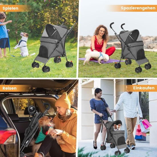 Dog Pram 2-in-1 Dog Buggy Up to 15 kg Small with Tel-Sized Dogs, Foldable Pet Travel Trolley with Drink Holder & Storage Basket, Large Capacity, Easy to Carry, Black Dog Pram 2-in-1 Dog Buggy Up to 15 kg Small with Tel-Sized Dogs, Foldable Pet Travel Trolley with Drink Holder & Storage Basket, Large Capacity, Easy to Carry, Black