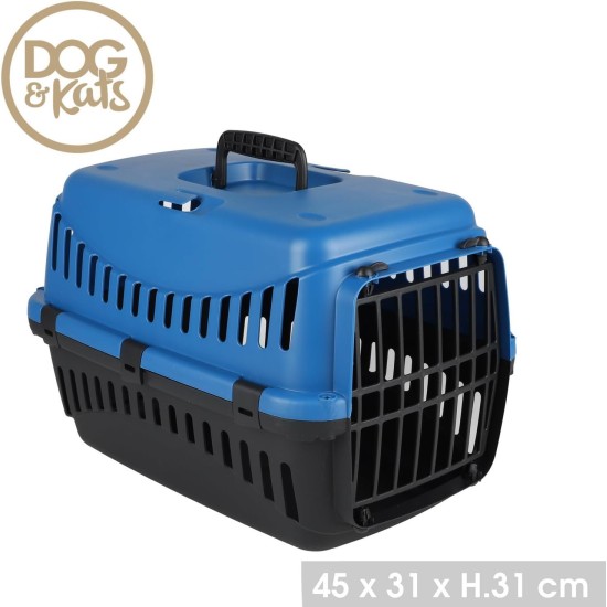 Dogs & Kats Dog Cat Box Pet Carrier 45 x 31 x 31 cm Dog Transport Box (Blue/Black) Dogs & Kats Dog Cat Box Pet Carrier 45 x 31 x 31 cm Dog Transport Box (Blue/Black)