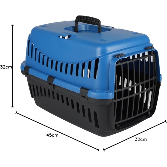 Dogs & Kats Dog Cat Box Pet Carrier 45 x 31 x 31 cm Dog Transport Box (Blue/Black) Dogs & Kats Dog Cat Box Pet Carrier 45 x 31 x 31 cm Dog Transport Box (Blue/Black)