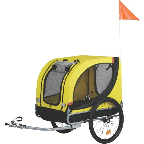 Dunlop Dog Pram - Dog Buggy Max. 40 kg - Dog Trailer Foldable - Dog Bicycle Trailer with Rain Cover and Removable Pneumatic Tyres - Easy Assembly - Yellow Dunlop Dog Pram - Dog Buggy Max. 40 kg - Dog Trailer Foldable - Dog Bicycle Trailer with Rain Cover and Removable Pneumatic Tyres - Easy Assembly - Yellow