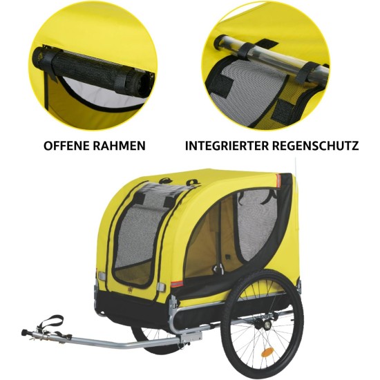 Dunlop Dog Pram - Dog Buggy Max. 40 kg - Dog Trailer Foldable - Dog Bicycle Trailer with Rain Cover and Removable Pneumatic Tyres - Easy Assembly - Yellow Dunlop Dog Pram - Dog Buggy Max. 40 kg - Dog Trailer Foldable - Dog Bicycle Trailer with Rain Cover and Removable Pneumatic Tyres - Easy Assembly - Yellow