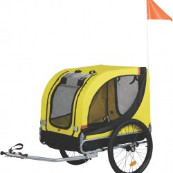 Dunlop Dog Pram - Dog Buggy Max. 40 kg - Dog Trailer Foldable - Dog Bicycle Trailer with Rain Cover and Removable Pneumatic Tyres - Easy Assembly - Yellow Dunlop Dog Pram - Dog Buggy Max. 40 kg - Dog Trailer Foldable - Dog Bicycle Trailer with Rain Cover and Removable Pneumatic Tyres - Easy Assembly - Yellow