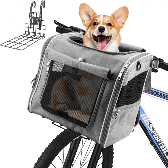 Eiito Dog Basket Bicycle Front with Patented Anti-Tilt Bracket | Safe Dog Bicycle Basket up to 6 kg, Also as Backpack & Car Bag | Bicycle Basket for Small Dogs Eiito Dog Basket Bicycle Front with Patented Anti-Tilt Bracket | Safe Dog Bicycle Basket up to 6 kg, Also as Backpack & Car Bag | Bicycle Basket for Small Dogs