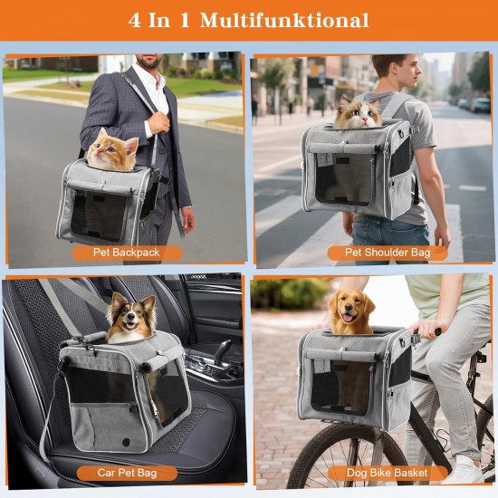 Eiito Dog Basket Bicycle Front with Patented Anti-Tilt Bracket | Safe Dog Bicycle Basket up to 6 kg, Also as Backpack & Car Bag | Bicycle Basket for Small Dogs Eiito Dog Basket Bicycle Front with Patented Anti-Tilt Bracket | Safe Dog Bicycle Basket up to 6 kg, Also as Backpack & Car Bag | Bicycle Basket for Small Dogs