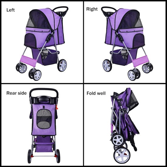 Elevon Pet Stroller, 4 Wheels, Multifunctional Dog and Cat Stroller, Foldable Portable Travel Stroller with Removable Carry Bag, Suitable for Medium and Small Dogs Elevon Pet Stroller, 4 Wheels, Multifunctional Dog and Cat Stroller, Foldable Portable Travel Stroller with Removable Carry Bag, Suitable for Medium and Small Dogs