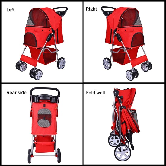 Elevon Pet Stroller, 4 Wheels, Multifunctional Dog and Cat Stroller, Foldable Portable Travel Stroller with Removable Carry Bag, Suitable for Medium and Small Dogs Elevon Pet Stroller, 4 Wheels, Multifunctional Dog and Cat Stroller, Foldable Portable Travel Stroller with Removable Carry Bag, Suitable for Medium and Small Dogs