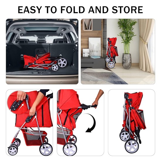 Elevon Pet Stroller, 4 Wheels, Multifunctional Dog and Cat Stroller, Foldable Portable Travel Stroller with Removable Carry Bag, Suitable for Medium and Small Dogs Elevon Pet Stroller, 4 Wheels, Multifunctional Dog and Cat Stroller, Foldable Portable Travel Stroller with Removable Carry Bag, Suitable for Medium and Small Dogs