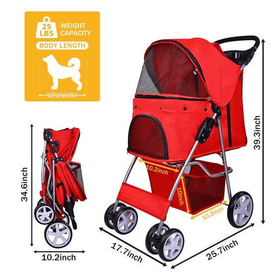 Elevon Pet Stroller, 4 Wheels, Multifunctional Dog and Cat Stroller, Foldable Portable Travel Stroller with Removable Carry Bag, Suitable for Medium and Small Dogs Elevon Pet Stroller, 4 Wheels, Multifunctional Dog and Cat Stroller, Foldable Portable Travel Stroller with Removable Carry Bag, Suitable for Medium and Small Dogs