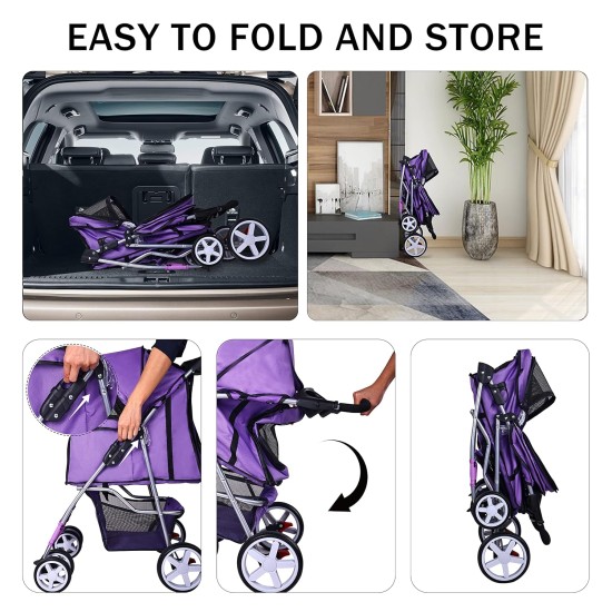 Elevon Pet Stroller, 4 Wheels, Multifunctional Dog and Cat Stroller, Foldable Portable Travel Stroller with Removable Carry Bag, Suitable for Medium and Small Dogs Elevon Pet Stroller, 4 Wheels, Multifunctional Dog and Cat Stroller, Foldable Portable Travel Stroller with Removable Carry Bag, Suitable for Medium and Small Dogs