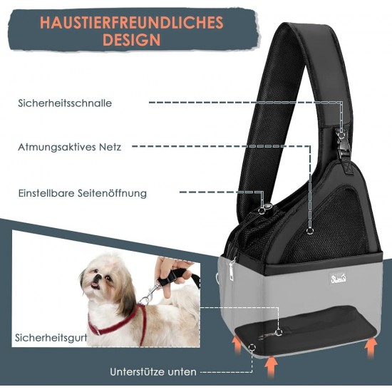 Eyein Dog Friendly Sling Dogs, Breathable Hands-Free Travel Bag for Small Pets with Adjustable Straps, Hardboard Base Safety Belt, for Dogs Under 5.5 kg, Black Eyein Dog Friendly Sling Dogs, Breathable Hands-Free Travel Bag for Small Pets with Adjustable Straps, Hardboard Base Safety Belt, for Dogs Under 5.5 kg, Black
