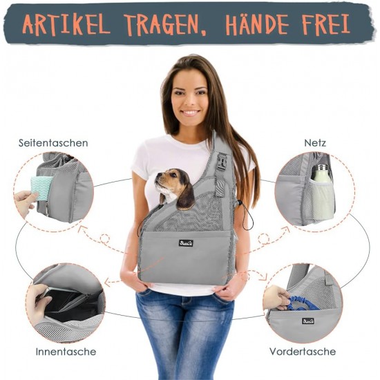 Eyein Dog Friendly Sling Dogs, Breathable Hands-Free Travel Bag for Small Pets with Adjustable Straps, Hardboard Base Safety Belt, for Dogs Under 5.5 kg, Black Eyein Dog Friendly Sling Dogs, Breathable Hands-Free Travel Bag for Small Pets with Adjustable Straps, Hardboard Base Safety Belt, for Dogs Under 5.5 kg, Black