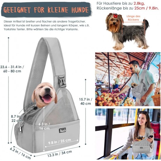Eyein Dog Friendly Sling Dogs, Breathable Hands-Free Travel Bag for Small Pets with Adjustable Straps, Hardboard Base Safety Belt, for Dogs Under 5.5 kg, Black Eyein Dog Friendly Sling Dogs, Breathable Hands-Free Travel Bag for Small Pets with Adjustable Straps, Hardboard Base Safety Belt, for Dogs Under 5.5 kg, Black