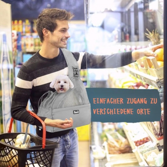 Eyein Dog Friendly Sling Dogs, Breathable Hands-Free Travel Bag for Small Pets with Adjustable Straps, Hardboard Base Safety Belt, for Dogs Under 5.5 kg, Black Eyein Dog Friendly Sling Dogs, Breathable Hands-Free Travel Bag for Small Pets with Adjustable Straps, Hardboard Base Safety Belt, for Dogs Under 5.5 kg, Black