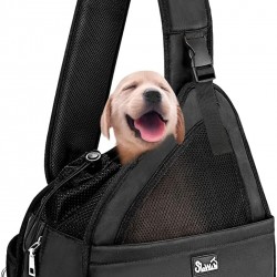 Eyein Dog Friendly Sling Dogs, Breathable Hands-Free Travel Bag for Small Pets with Adjustable Straps, Hardboard Base Safety Belt, for Dogs Under 5.5 kg, Black Eyein Dog Friendly Sling Dogs, Breathable Hands-Free Travel Bag for Small Pets with Adjustable Straps, Hardboard Base Safety Belt, for Dogs Under 5.5 kg, Black