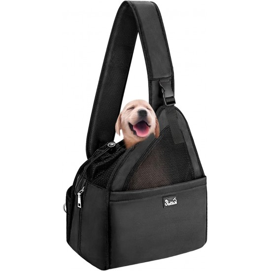 Eyein Dog Friendly Sling Dogs, Breathable Hands-Free Travel Bag for Small Pets with Adjustable Straps, Hardboard Base Safety Belt, for Dogs Under 5.5 kg, Black Eyein Dog Friendly Sling Dogs, Breathable Hands-Free Travel Bag for Small Pets with Adjustable Straps, Hardboard Base Safety Belt, for Dogs Under 5.5 kg, Black