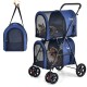 FANTASK 2 Tier Dog Pram with Mesh Windows and Drink Holder, Pet Buggy up to 16 kg, Cat Buggy for 2 Small Dogs, Cats, Dog Buggy & Trailer in Blue FANTASK 2 Tier Dog Pram with Mesh Windows and Drink Holder, Pet Buggy up to 16 kg, Cat Buggy for 2 Small Dogs, Cats, Dog Buggy & Trailer in Blue
