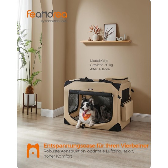 Feandrea PDC70H Foldable Dog Transport Box L Dog Bag Oxford Fabric Mesh Breathable Portable Metal Frame with Handles Pockets 70 x 52 x 52 cm Black Feandrea PDC70H Foldable Dog Transport Box L Dog Bag Oxford Fabric Mesh Breathable Portable Metal Frame with Handles Pockets 70 x 52 x 52 cm Black
