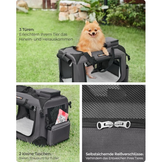Feandrea PDC70H Foldable Dog Transport Box L Dog Bag Oxford Fabric Mesh Breathable Portable Metal Frame with Handles Pockets 70 x 52 x 52 cm Black Feandrea PDC70H Foldable Dog Transport Box L Dog Bag Oxford Fabric Mesh Breathable Portable Metal Frame with Handles Pockets 70 x 52 x 52 cm Black