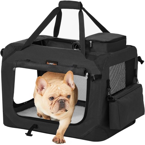 Feandrea PDC70H Foldable Dog Transport Box L Dog Bag Oxford Fabric Mesh Breathable Portable Metal Frame with Handles Pockets 70 x 52 x 52 cm Black Feandrea PDC70H Foldable Dog Transport Box L Dog Bag Oxford Fabric Mesh Breathable Portable Metal Frame with Handles Pockets 70 x 52 x 52 cm Black