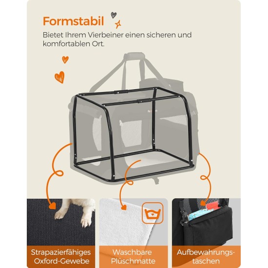 Feandrea PDC70H Foldable Dog Transport Box L Dog Bag Oxford Fabric Mesh Breathable Portable Metal Frame with Handles Pockets 70 x 52 x 52 cm Black Feandrea PDC70H Foldable Dog Transport Box L Dog Bag Oxford Fabric Mesh Breathable Portable Metal Frame with Handles Pockets 70 x 52 x 52 cm Black