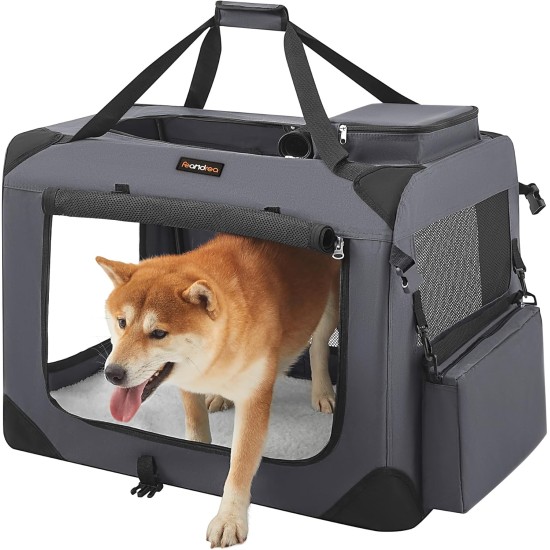 Feandrea PDC70H Foldable Dog Transport Box L Dog Bag Oxford Fabric Mesh Breathable Portable Metal Frame with Handles Pockets 70 x 52 x 52 cm Black Feandrea PDC70H Foldable Dog Transport Box L Dog Bag Oxford Fabric Mesh Breathable Portable Metal Frame with Handles Pockets 70 x 52 x 52 cm Black