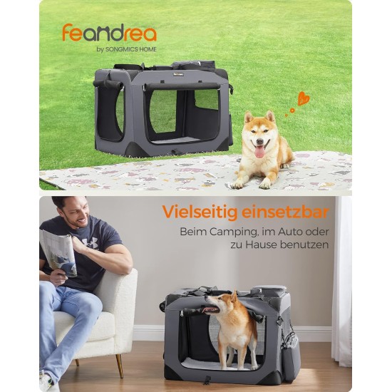 Feandrea PDC70H Foldable Dog Transport Box L Dog Bag Oxford Fabric Mesh Breathable Portable Metal Frame with Handles Pockets 70 x 52 x 52 cm Black Feandrea PDC70H Foldable Dog Transport Box L Dog Bag Oxford Fabric Mesh Breathable Portable Metal Frame with Handles Pockets 70 x 52 x 52 cm Black
