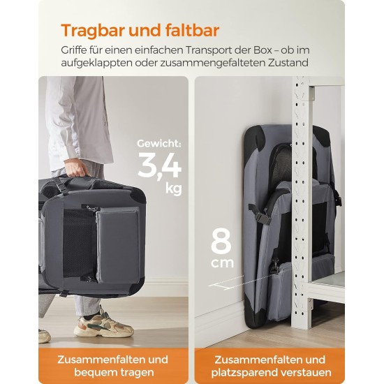 Feandrea PDC70H Foldable Dog Transport Box L Dog Bag Oxford Fabric Mesh Breathable Portable Metal Frame with Handles Pockets 70 x 52 x 52 cm Black Feandrea PDC70H Foldable Dog Transport Box L Dog Bag Oxford Fabric Mesh Breathable Portable Metal Frame with Handles Pockets 70 x 52 x 52 cm Black
