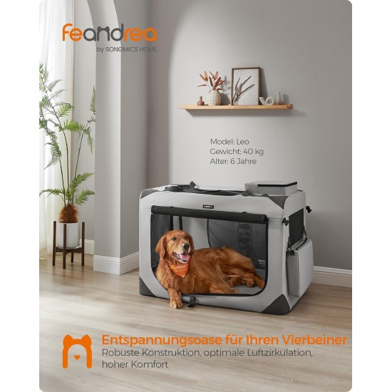 Feandrea PDC70H Foldable Dog Transport Box L Dog Bag Oxford Fabric Mesh Breathable Portable Metal Frame with Handles Pockets 70 x 52 x 52 cm Black Feandrea PDC70H Foldable Dog Transport Box L Dog Bag Oxford Fabric Mesh Breathable Portable Metal Frame with Handles Pockets 70 x 52 x 52 cm Black