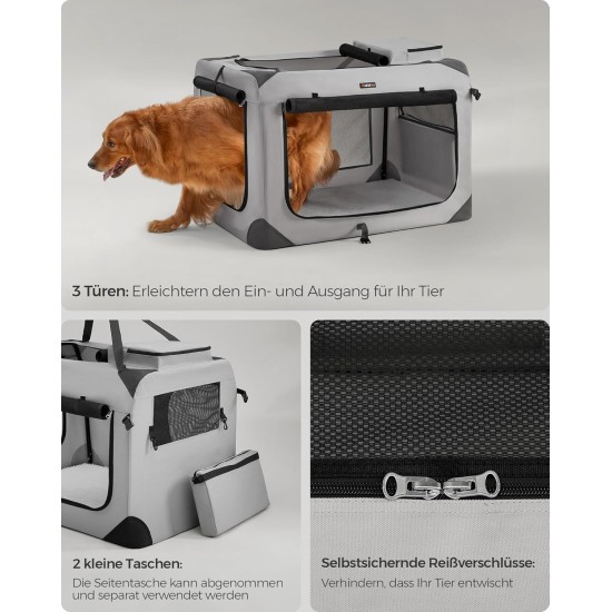 Feandrea PDC70H Foldable Dog Transport Box L Dog Bag Oxford Fabric Mesh Breathable Portable Metal Frame with Handles Pockets 70 x 52 x 52 cm Black Feandrea PDC70H Foldable Dog Transport Box L Dog Bag Oxford Fabric Mesh Breathable Portable Metal Frame with Handles Pockets 70 x 52 x 52 cm Black
