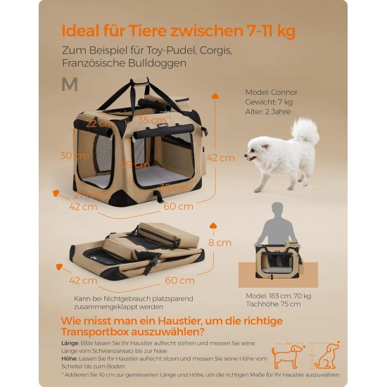 Feandrea PDC70H Foldable Dog Transport Box L Dog Bag Oxford Fabric Mesh Breathable Portable Metal Frame with Handles Pockets 70 x 52 x 52 cm Black Feandrea PDC70H Foldable Dog Transport Box L Dog Bag Oxford Fabric Mesh Breathable Portable Metal Frame with Handles Pockets 70 x 52 x 52 cm Black