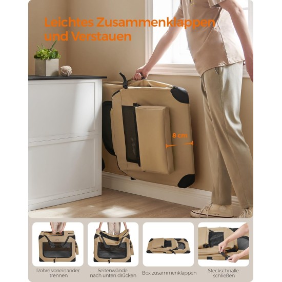 Feandrea PDC70H Foldable Dog Transport Box L Dog Bag Oxford Fabric Mesh Breathable Portable Metal Frame with Handles Pockets 70 x 52 x 52 cm Black Feandrea PDC70H Foldable Dog Transport Box L Dog Bag Oxford Fabric Mesh Breathable Portable Metal Frame with Handles Pockets 70 x 52 x 52 cm Black