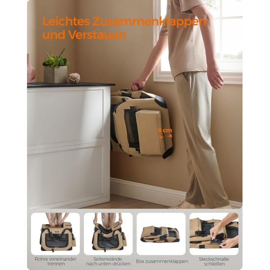 Feandrea PDC70H Foldable Dog Transport Box L Dog Bag Oxford Fabric Mesh Breathable Portable Metal Frame with Handles Pockets 70 x 52 x 52 cm Black Feandrea PDC70H Foldable Dog Transport Box L Dog Bag Oxford Fabric Mesh Breathable Portable Metal Frame with Handles Pockets 70 x 52 x 52 cm Black