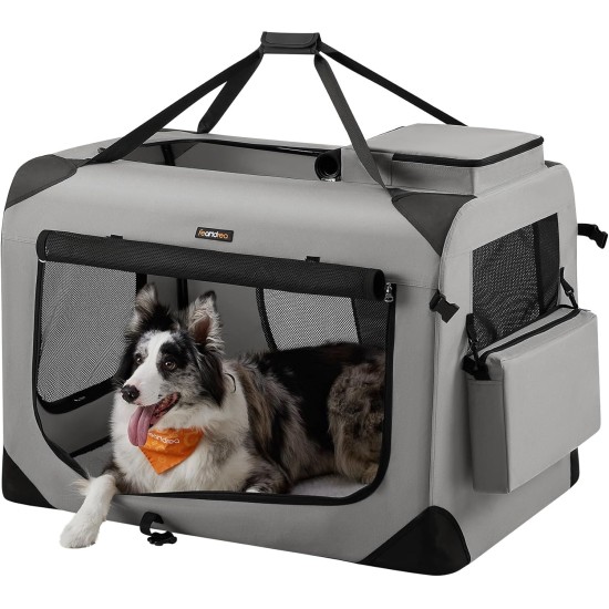 Feandrea PDC70H Foldable Dog Transport Box L Dog Bag Oxford Fabric Mesh Breathable Portable Metal Frame with Handles Pockets 70 x 52 x 52 cm Black Feandrea PDC70H Foldable Dog Transport Box L Dog Bag Oxford Fabric Mesh Breathable Portable Metal Frame with Handles Pockets 70 x 52 x 52 cm Black