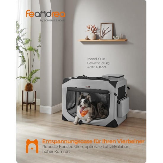 Feandrea PDC70H Foldable Dog Transport Box L Dog Bag Oxford Fabric Mesh Breathable Portable Metal Frame with Handles Pockets 70 x 52 x 52 cm Black Feandrea PDC70H Foldable Dog Transport Box L Dog Bag Oxford Fabric Mesh Breathable Portable Metal Frame with Handles Pockets 70 x 52 x 52 cm Black